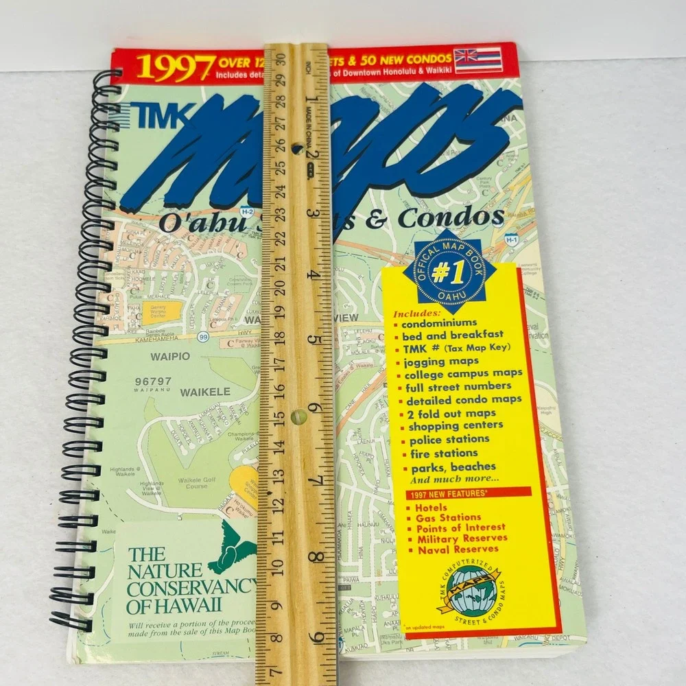 1997 TMK Maps Oahu Hawaii Streets & Condos Spiral Map Book Vintage Atlas